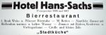 Anzeige des Hotels Hans-Sachs, ca. 1930