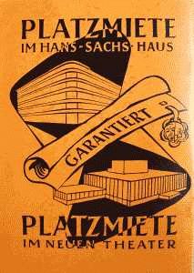 Werbeplakat für Platzmiete im Hans-Sachs-Haus 1955