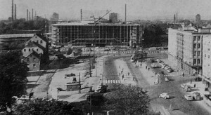 Blick vom Hans-Sachs-Haus auf den Theaterneubau, Oktober 1958. Quelle: Gelsenkirchener Blätter.