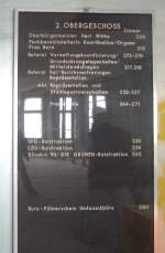 Wegweisertafel im Hans-Sachs-Haus zum Zeitpunkt des Auszuges 2002. Foto: Michael Moos